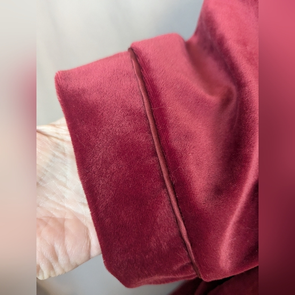 Cinema Etoile 1X Velour Embroidered Robe Red With Pockets & Zipper - Picture 10 of 15